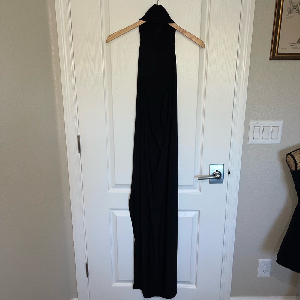 Norma Kamali Partial Turtleneck Slit Long Gown Halter Neck Dress - Picture 11 of 11